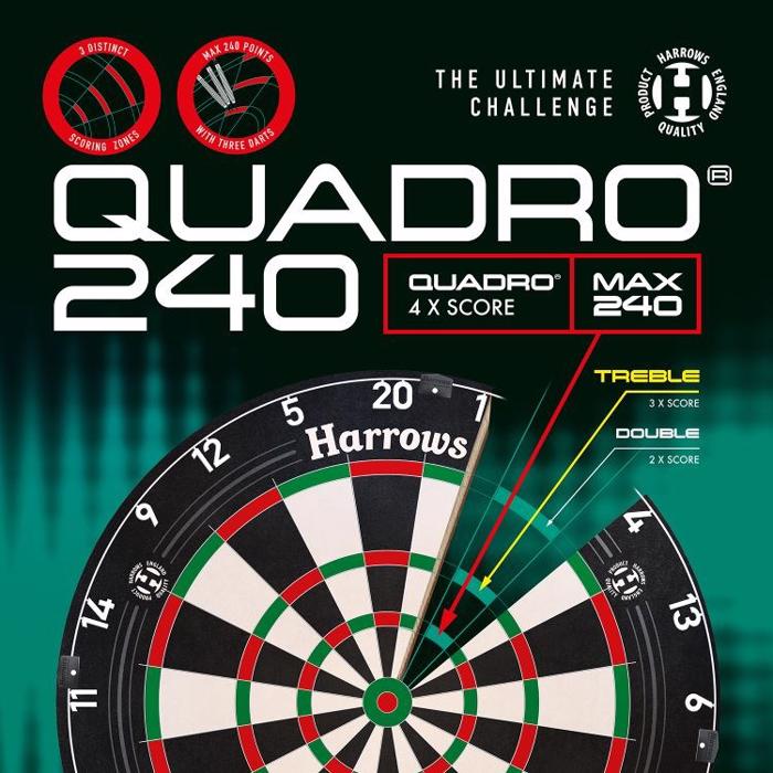 Quadro 240 dartskive fra Harrows